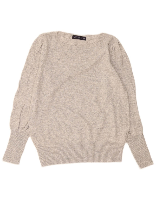 Pulover pentru femei Marks & Spencer cu gât de barcă UK 14 Medium Gri Pete