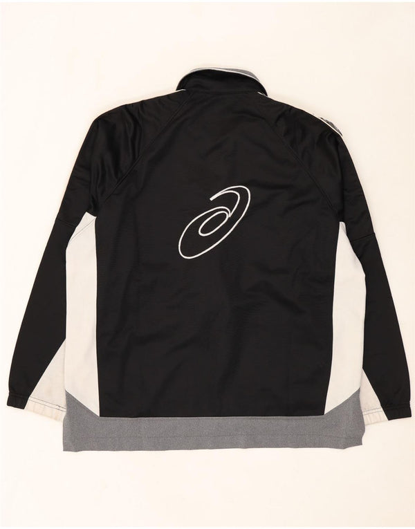 Jachetă de top pentru trening grafic Asics pentru bărbați, mare, negru, bloc de culoare