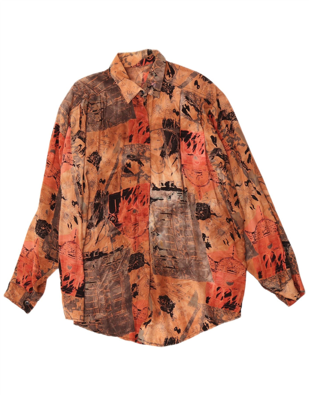 Cămașă vintage pentru femei cu model abstract EU 44 XL maro raion