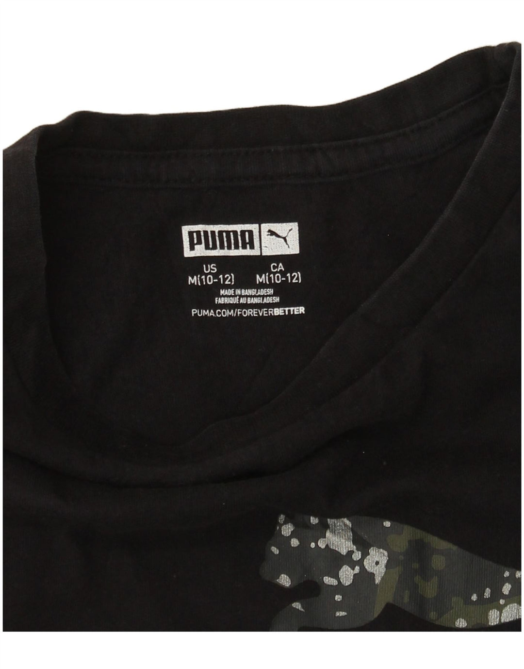 Tricou grafic PUMA fete Top 10-11 ani mediu negru