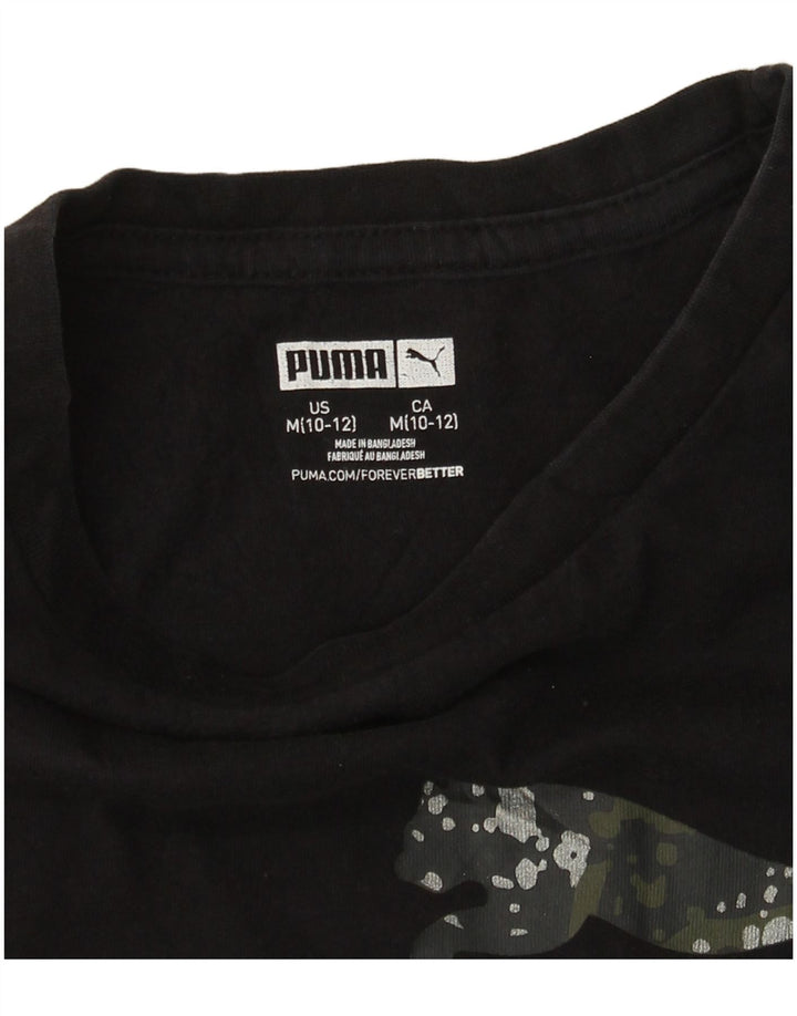 Tricou grafic PUMA fete Top 10-11 ani mediu negru