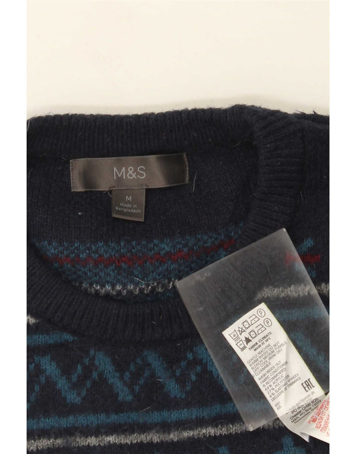Pulover pentru bărbați Marks & Spencer, cu gât crew, mijlociu, bleumarin, Fair Isle
