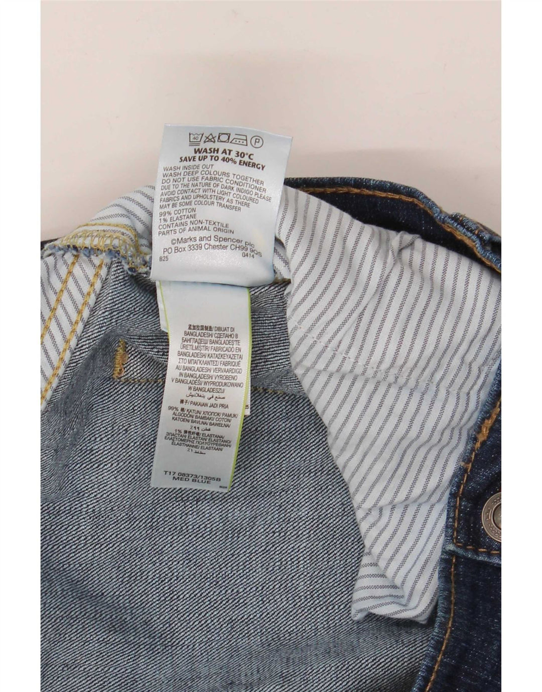 Blugi drepti pentru bărbați Marks & Spencer, cu ajustare normală, L38 L33, bumbac albastru