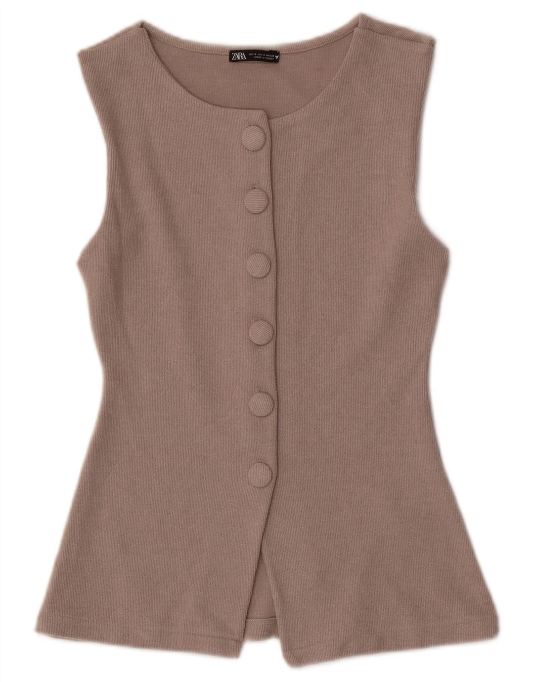 Top cardigan fără mâneci pentru femei Zara UK 8 mic poliester bej