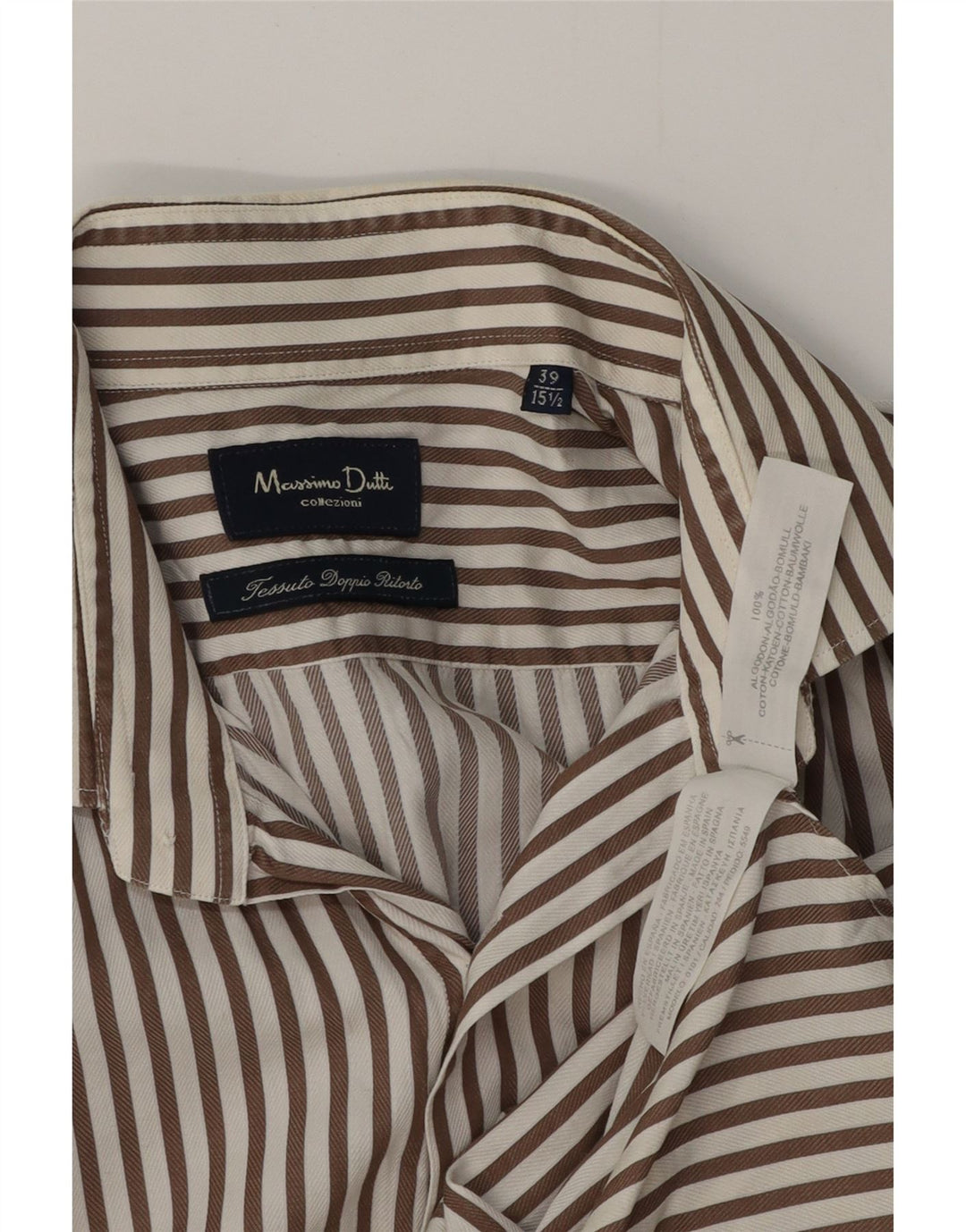 Cămașă pentru bărbați MASSIMO DUTTI Mărimea 39 15 1/2 Bumbac cu dungi maro medie