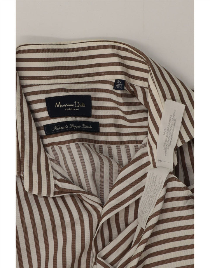 Cămașă pentru bărbați MASSIMO DUTTI Mărimea 39 15 1/2 Bumbac cu dungi maro medie