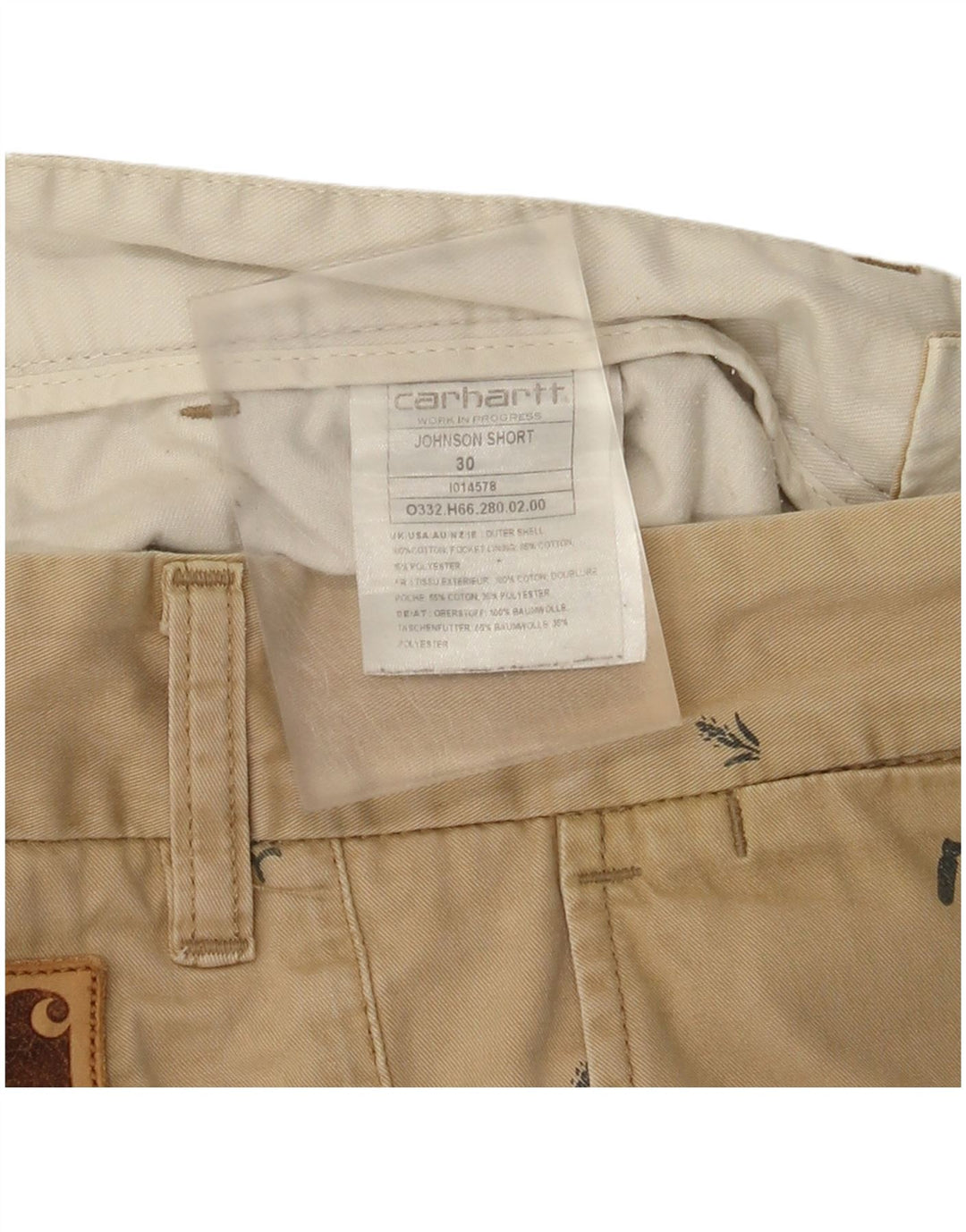 Pantaloni scurți chino cu model abstract Carhartt pentru bărbați W30 bumbac mediu bej