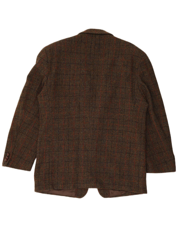 Jachetă pentru bărbați HARRIS TWEED, cu 2 nasturi, IT 54 2XL, lână nouă, cu carouri maro