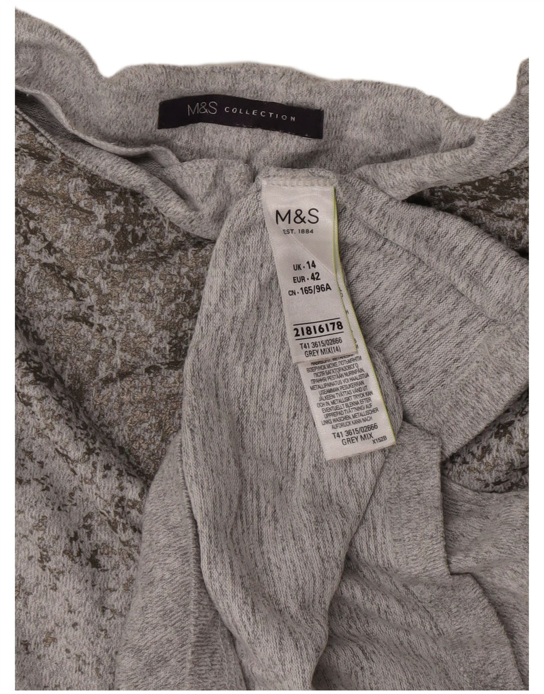 Bluză pentru femei Marks & Spencer, Marea Britanie 14, poliester cu pături gri mediu