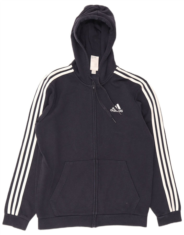 Pulover Adidas pentru bărbați, cu fermoar, bumbac, albastru, mediu