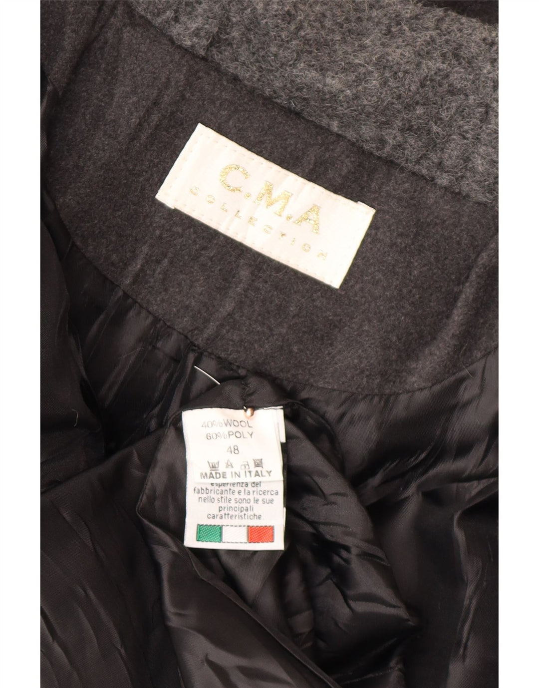 VINTAGE Manson cu glugă pentru femei IT 48 XL Lână gri