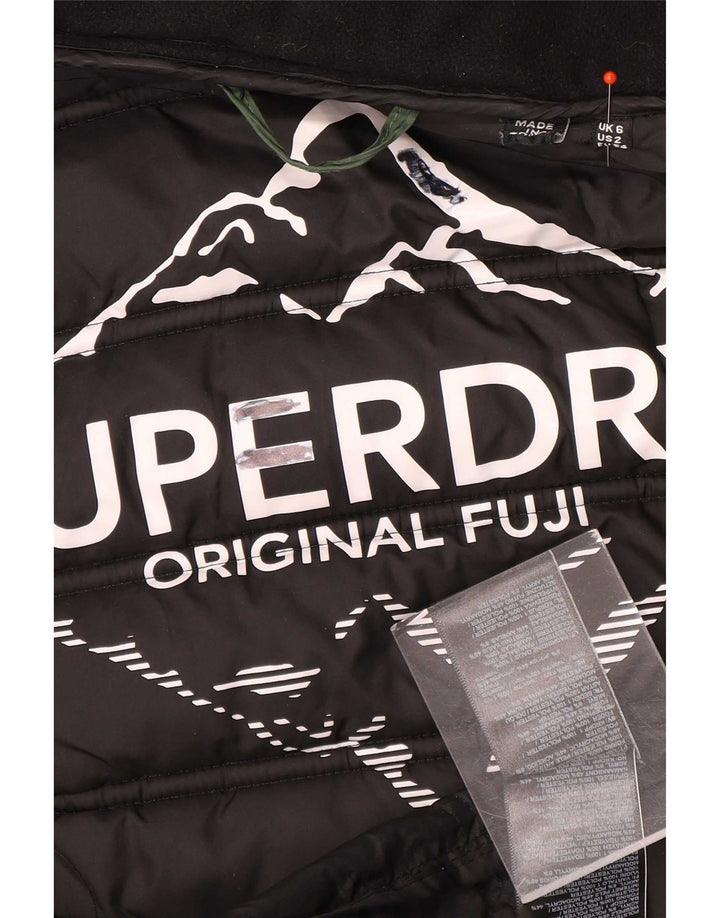 Palton căptușit cu glugă Superdry pentru femei UK 6 XS poliester verde