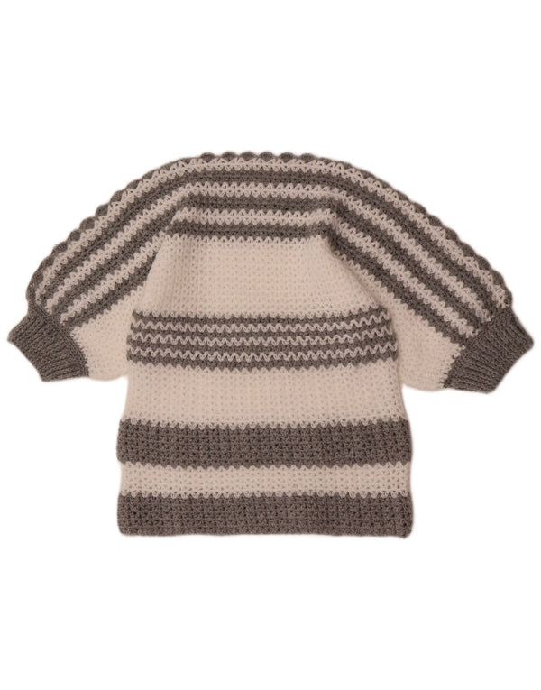 Pulover vintage pentru femei cu gât de barcă UK 10, mic, gri, bloc de culoare
