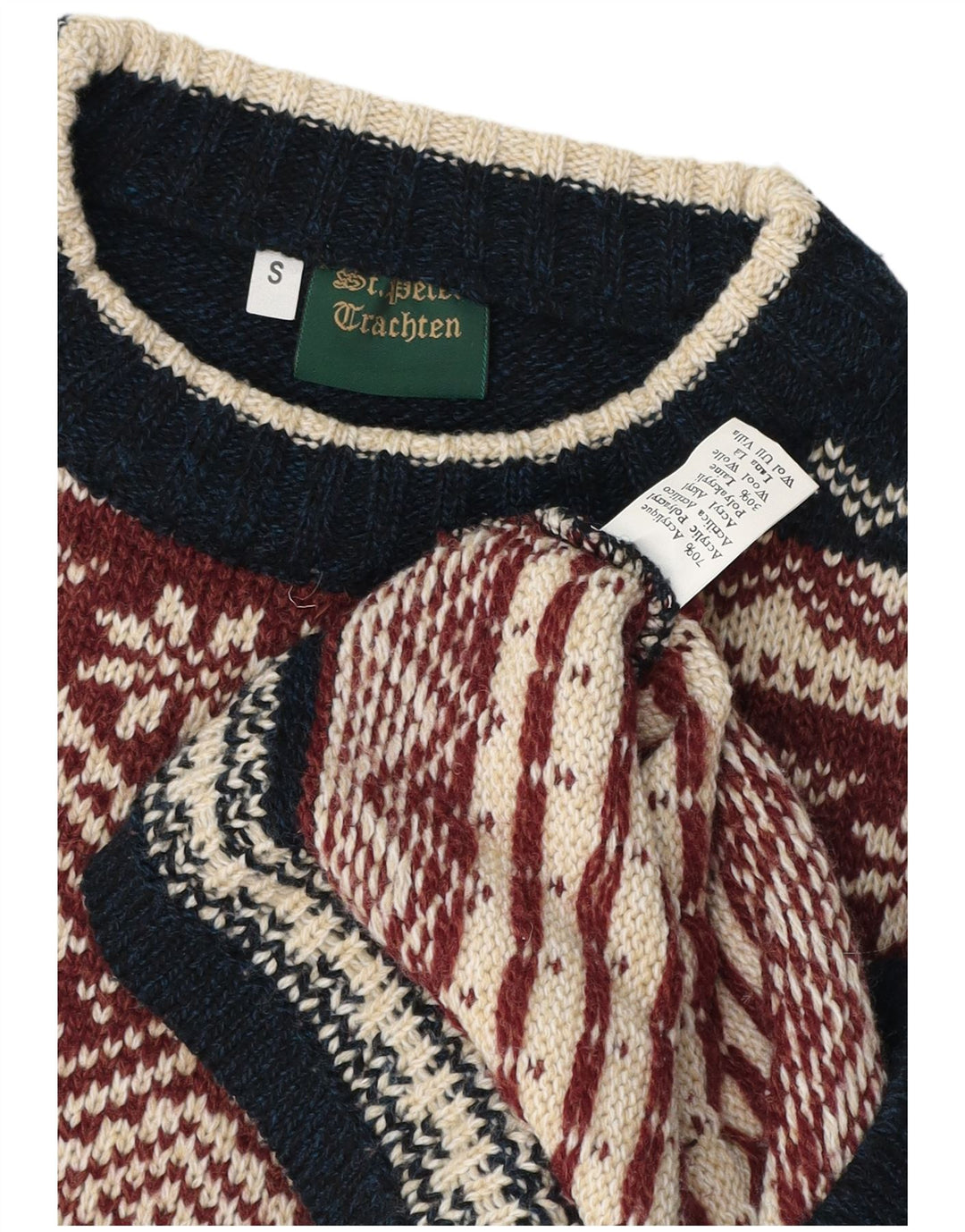 VINTAGE Pulover pentru bărbați cu gâtul turnat, mic, multicolor, Fair Isle