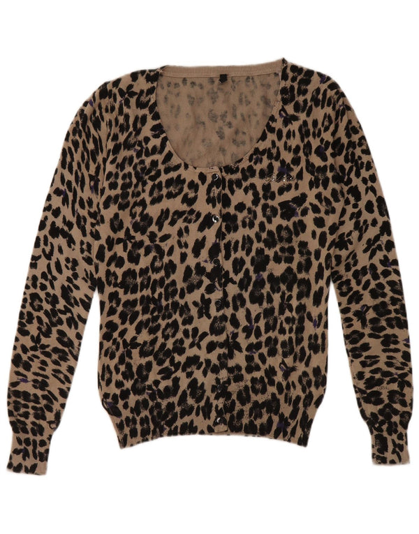 Pulover cardigan crop Guess pentru femei UK 10 mic bej imprimeu animal