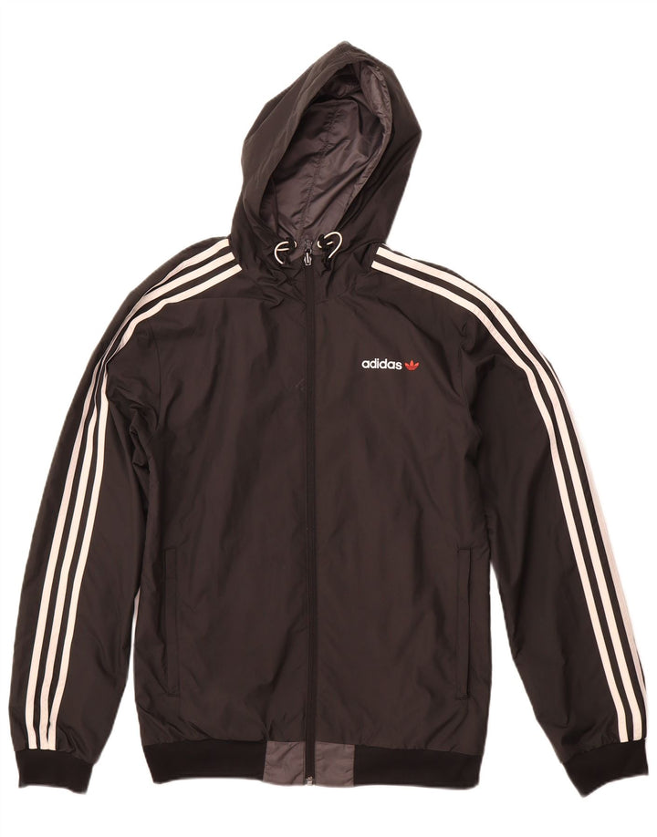 Jachetă reversibilă cu glugă ADIDAS pentru bărbați UK 36 Poliester mic gri