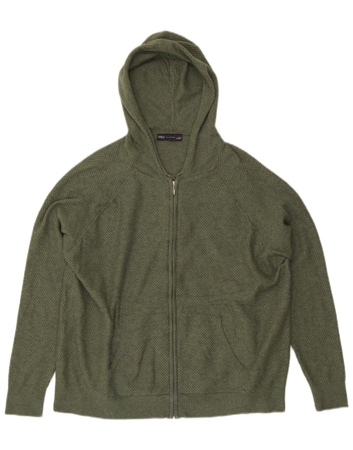 Pulover cardigan cu glugă pentru femei Marks & Spencer UK 16 Poliester kaki mare