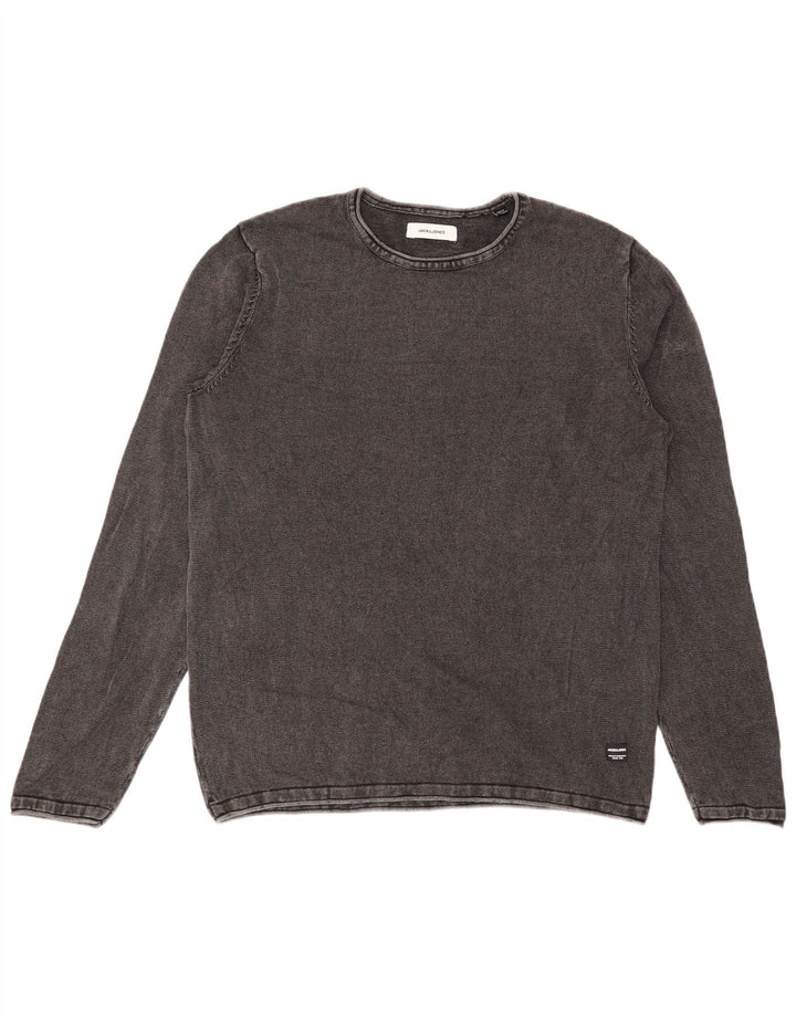 Jack & Jones Top pentru bărbați cu mânecă lungă din bumbac gri mediu