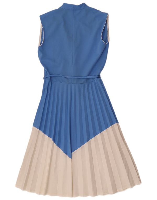 Rochie A-Line fără mâneci de epocă pentru femei UK 12 Medium Blue Colorblock