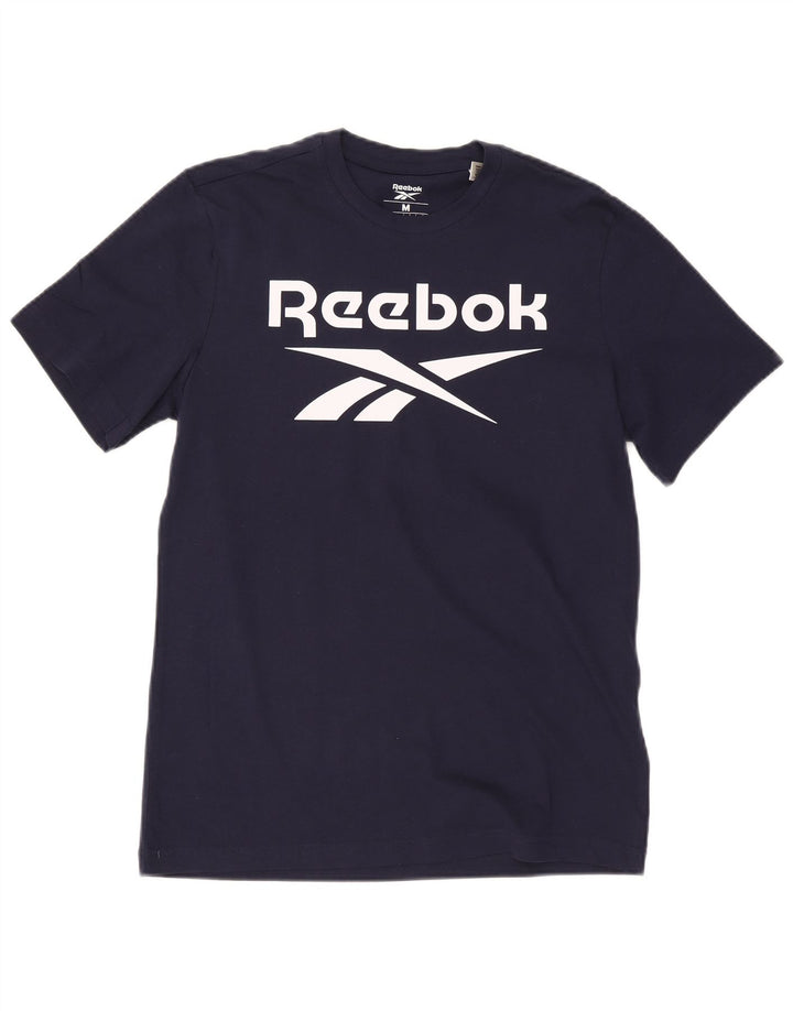 Tricou grafic Reebok pentru bărbați Top mediu din bumbac bleumarin