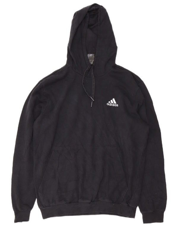 Pulover cu glugă Adidas, cu formă regulată, pentru bărbați, mare, negru, bumbac
