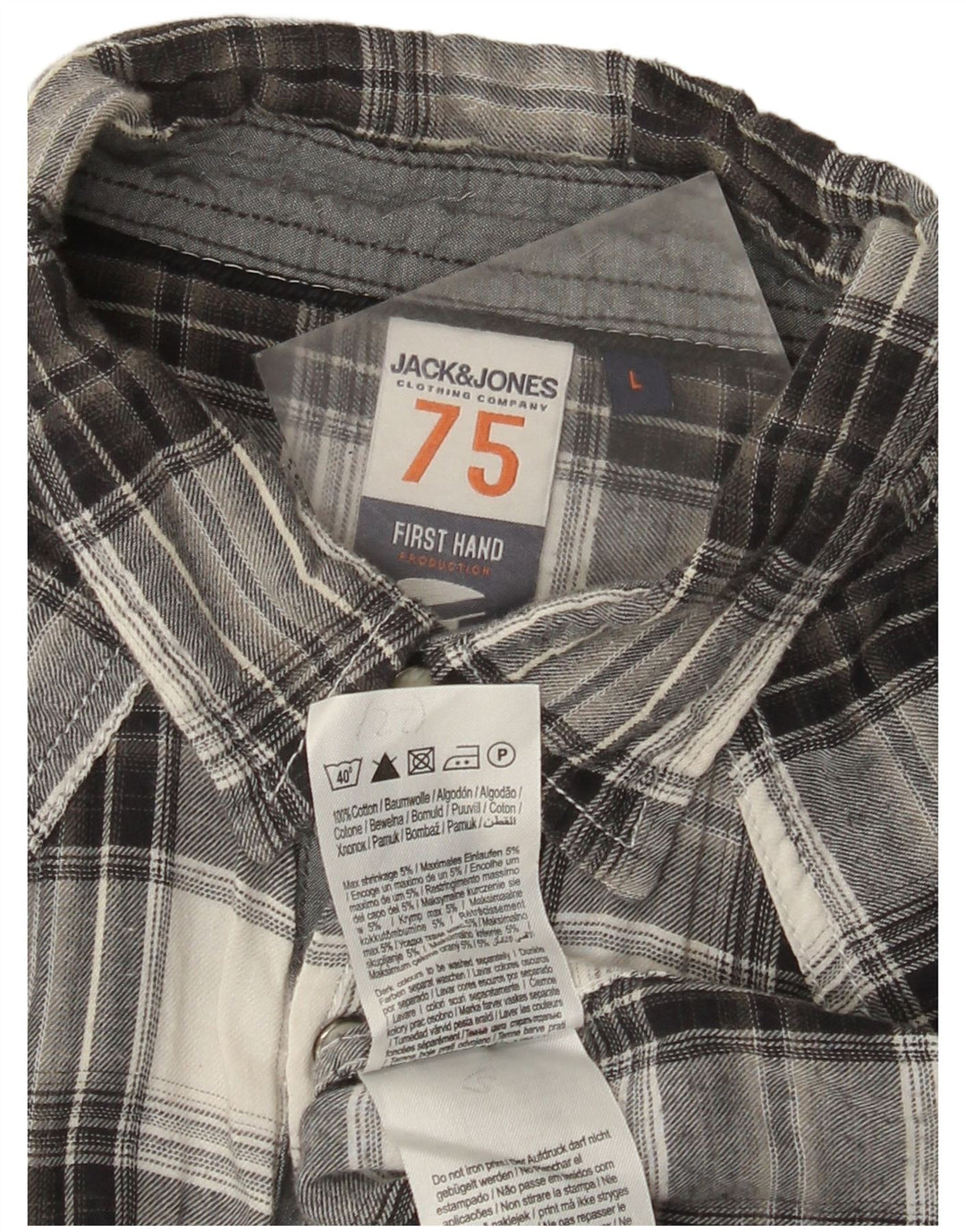 Cămașă Jack & Jones pentru bărbați cu mânecă scurtă din flanel, mare, gri din bumbac
