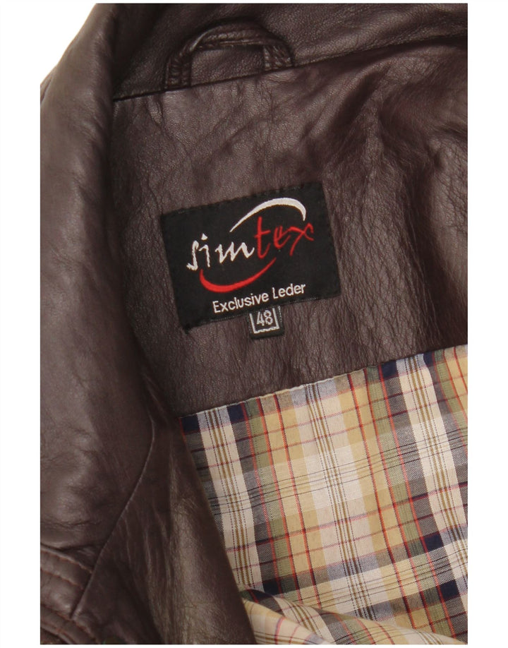 Geaca de piele vintage pentru barbati IT 48 piele maro medie