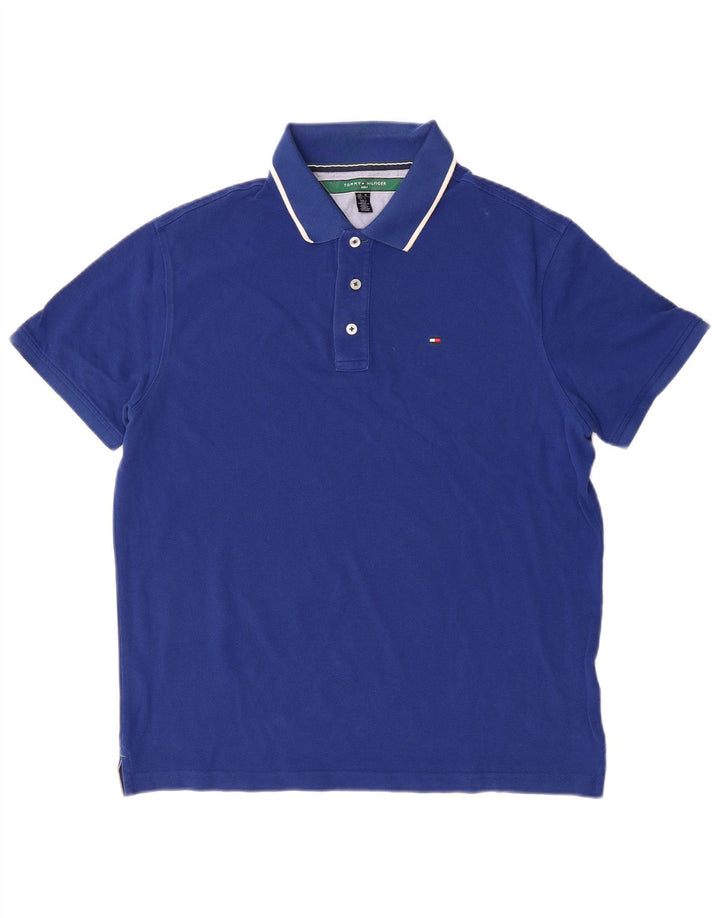 TOMMY HILFIGER Mens Polo Shirt Medium Blue Cotton