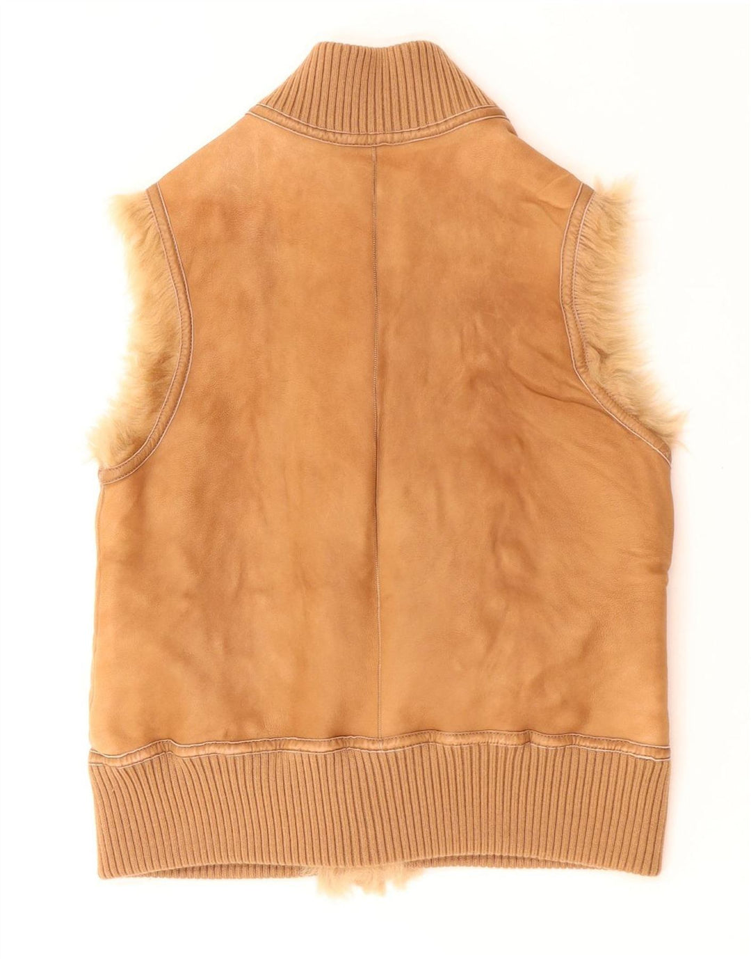 Gilet vintage pentru femei din shearling UK 12 Medium Beige