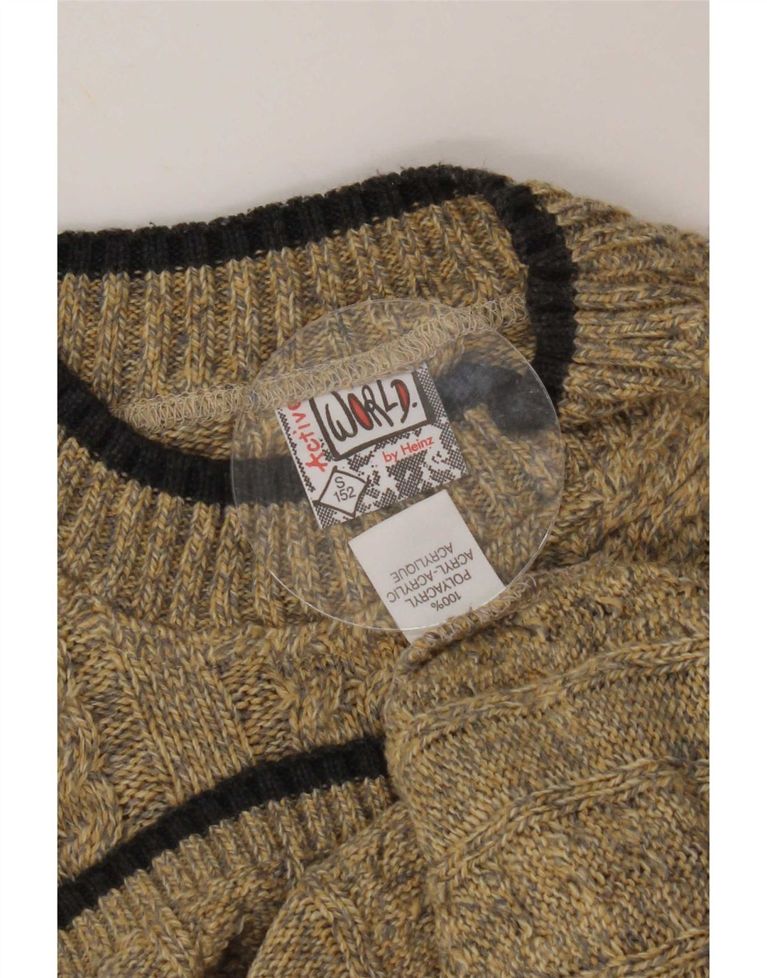 Pulover vintage pentru bărbați cu gât țestoasă, mic, bej, poliacrilic