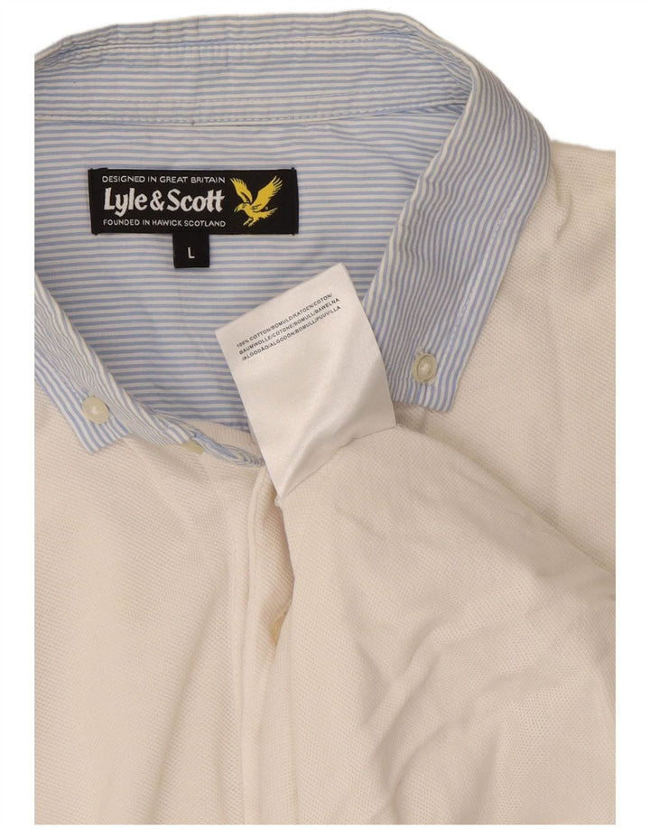 Tricou polo pentru bărbați Lyle & Scott, bumbac alb mare