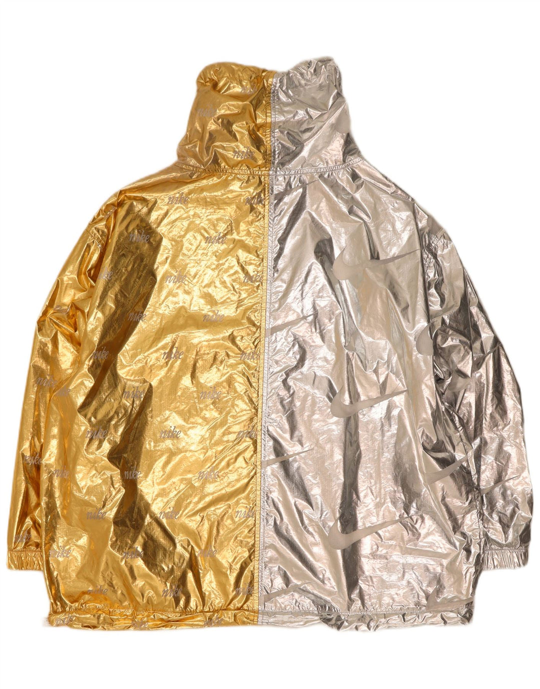 Jachetă Anorak supradimensionată cu grafică Nike pentru femei UK 16, argintiu mare, color block