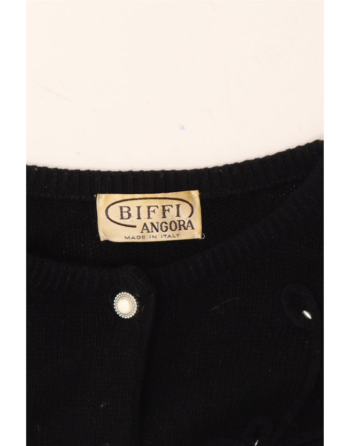 BIFFI Womens Cardigan Sweater UK 14 Large Black Floral Polyamide Vintage Biffi and Second-Hand Biffi from Messina Hembry 