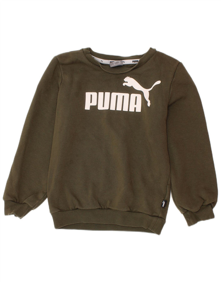 Pulover cu grafic PUMA pentru băieți, 3-4 ani, bumbac kaki