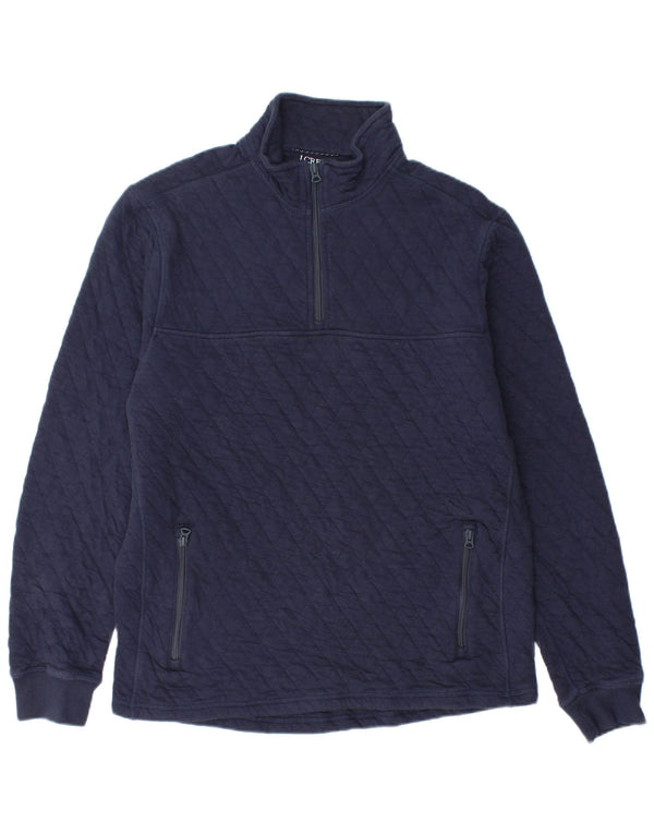J. Crew Mens Zip Neck Sweatshirt Jumper Medium Navy Blue Cotton