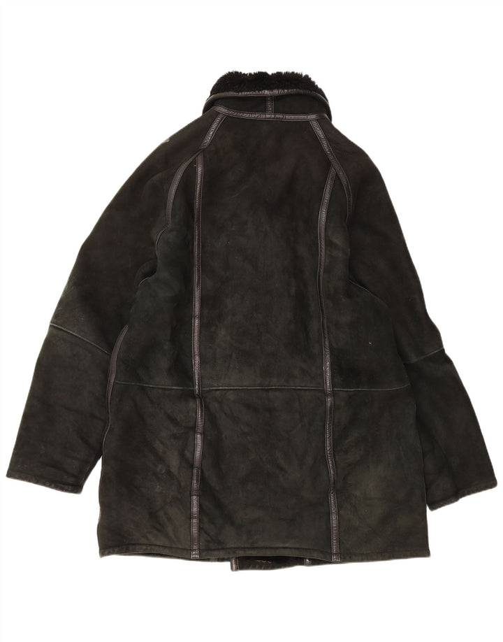 Jachetă VINTAGE pentru bărbați, în formă dublă, cu tăietură lejeră, IT 48 Medium Black Shearling