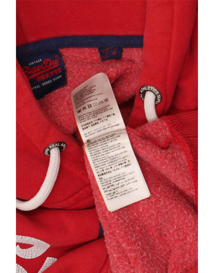 SUPERDRY Pulover cu glugă grafic pentru bărbați, bumbac roșu mediu