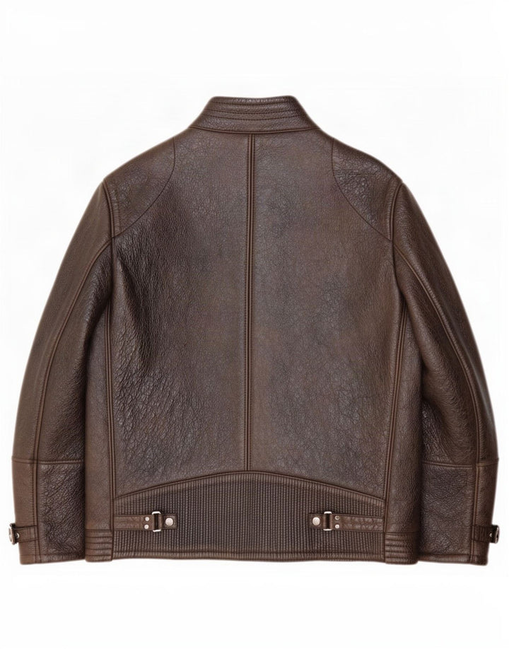 Geacă de piele pentru bărbați Hugo Boss IT 56 3XL maro