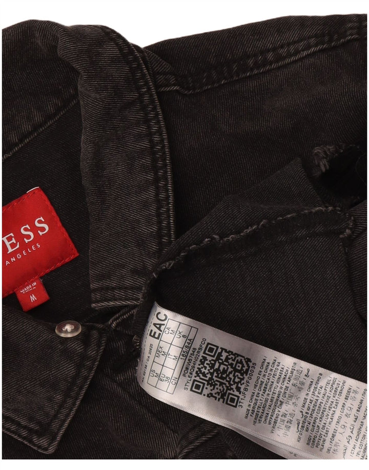 Jachetă de denim crop învechită Guess pentru femei UK 12, bumbac mediu negru