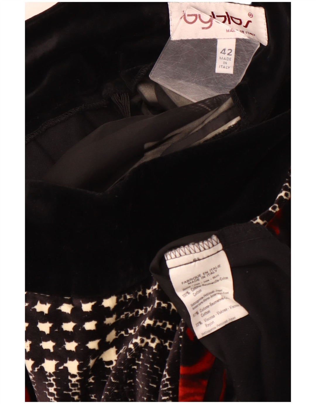 BYBLOS Fustă în formă de A din catifea pentru femei IT 42 Medium W28 Bumbac floral negru