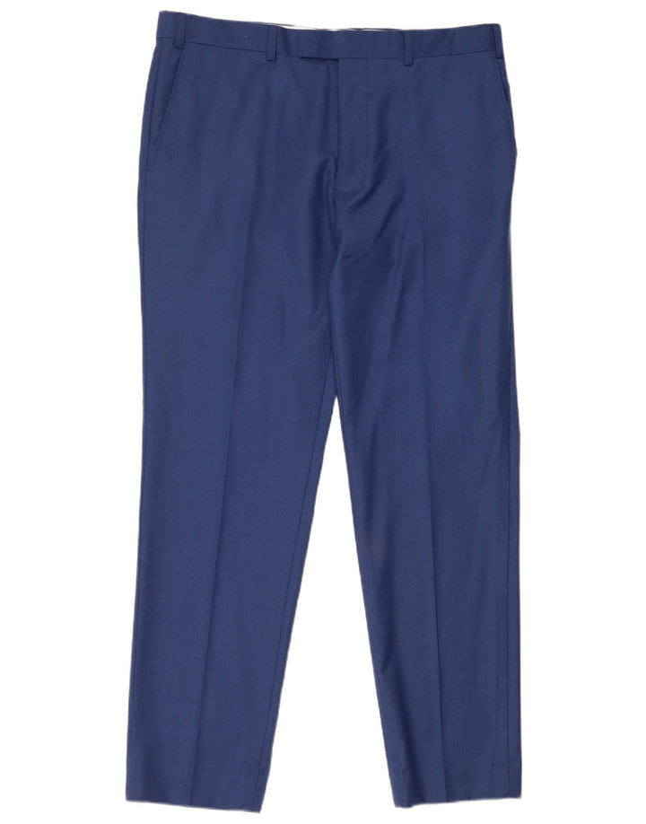 Pantaloni de costum drept bărbați French Connection L36 L31 Lână albastră