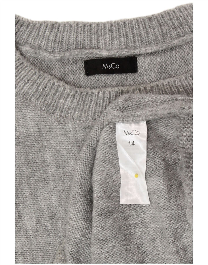Pulover pentru femei M&Co cu gât cu barcă și liliac, UK 14, gri mediu cu dungi