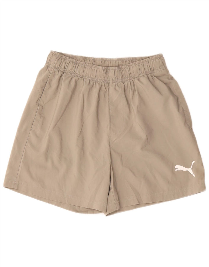 Pantaloni scurti sport Puma pentru damă, poliester bej mic