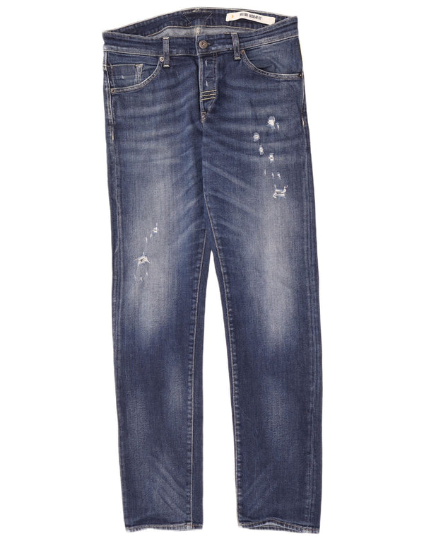 Meltin' Pot Blugi Slim Melton Distressed pentru bărbați L32 L34 Bumbac albastru