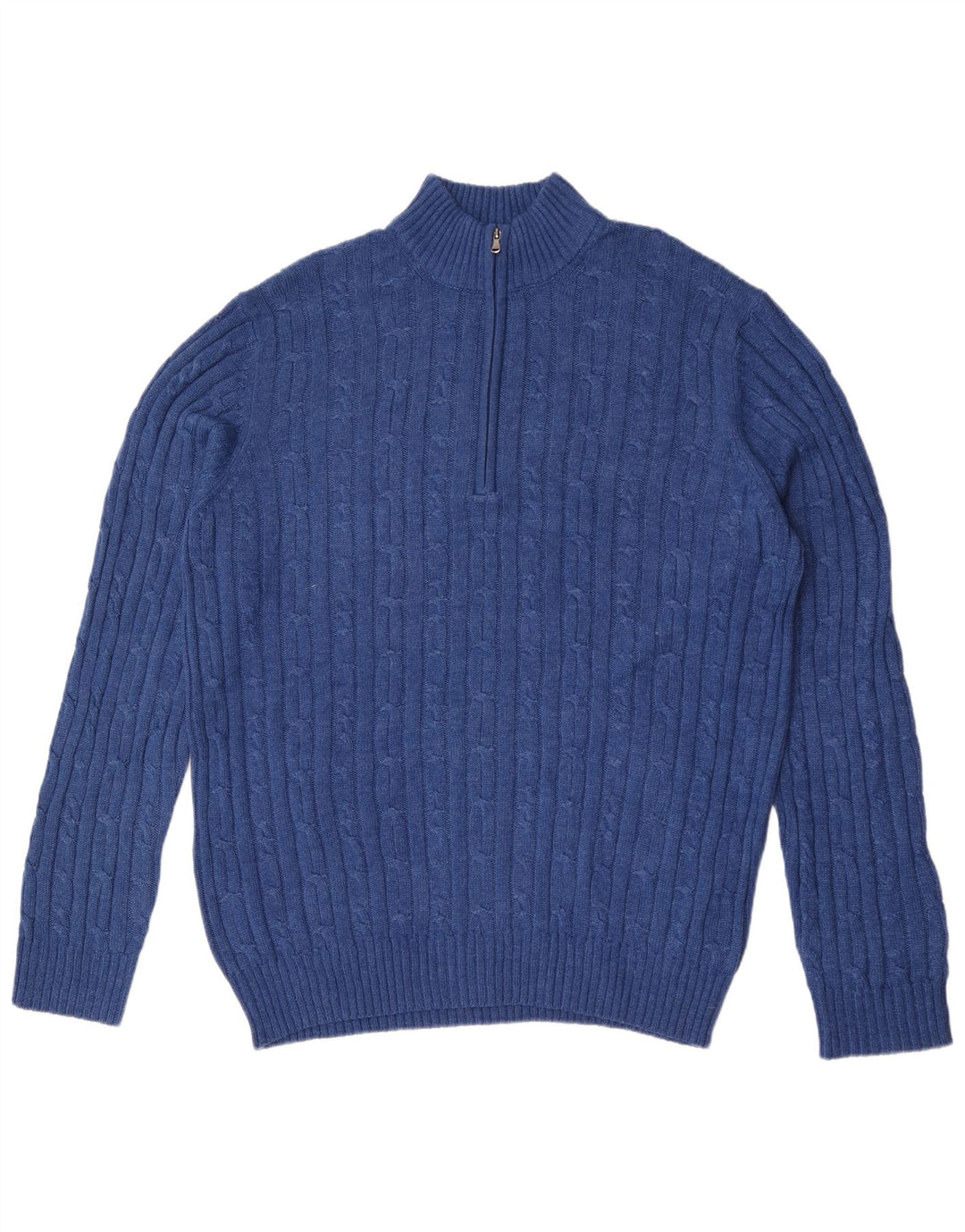 Pulover Izod pentru bărbați, cu fermoar, cu gât, bumbac mare, albastru
