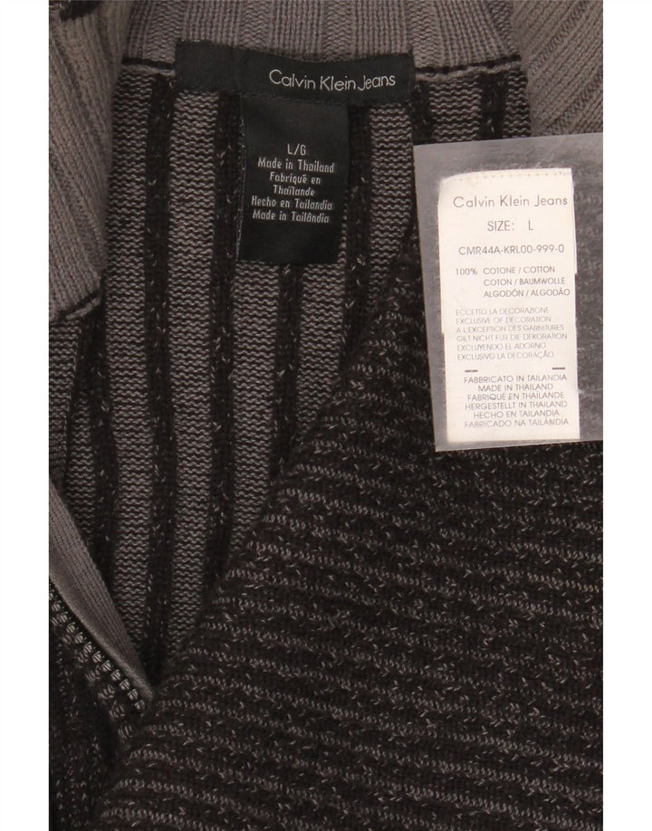 Pulover cardigan pentru femei CALVIN KLEIN JEANS UK 14 mare bumbac gri