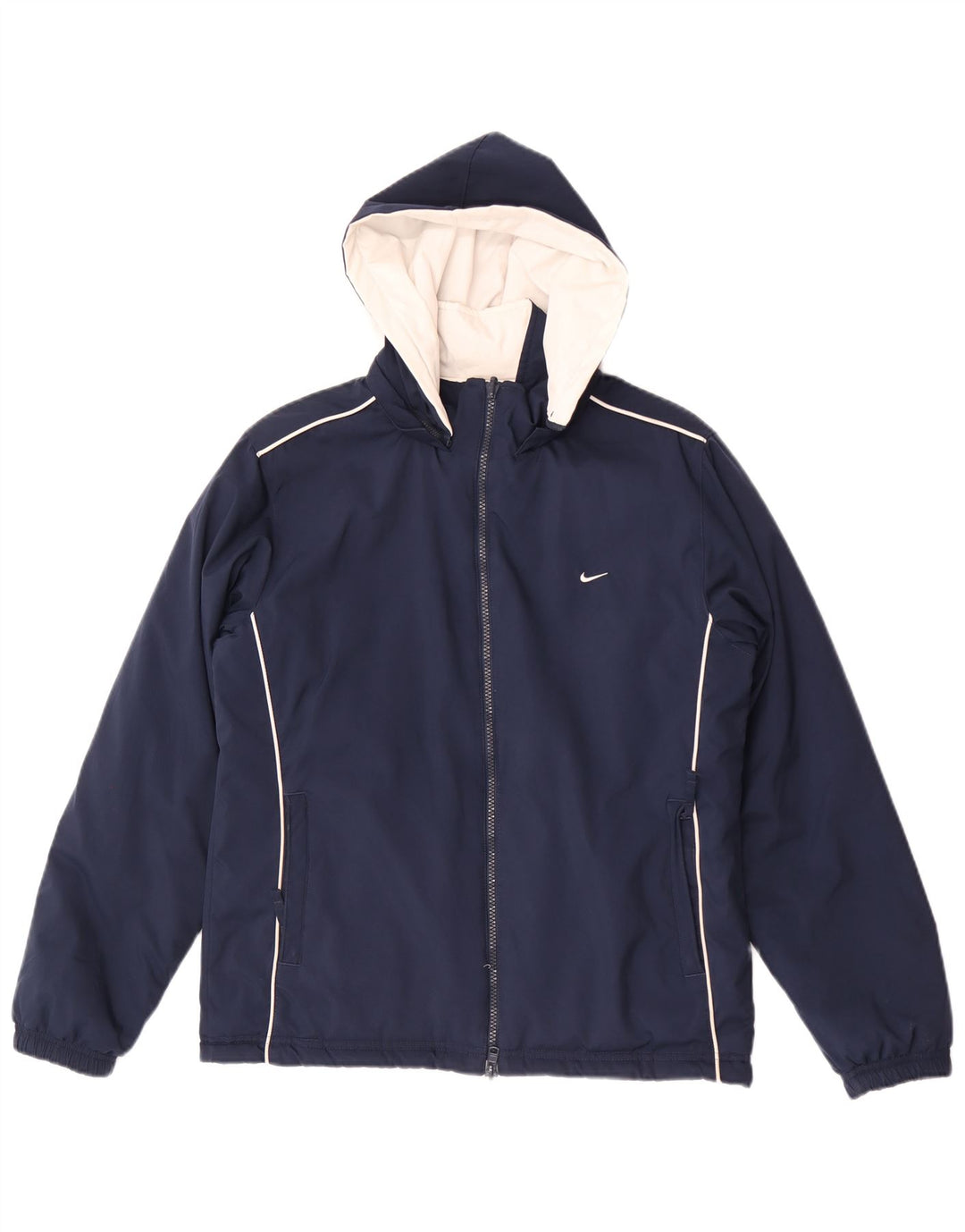 Jachetă reversibilă cu glugă Nike pentru femei Marea Britanie 10/12, albastru bleumarin mediu, color block