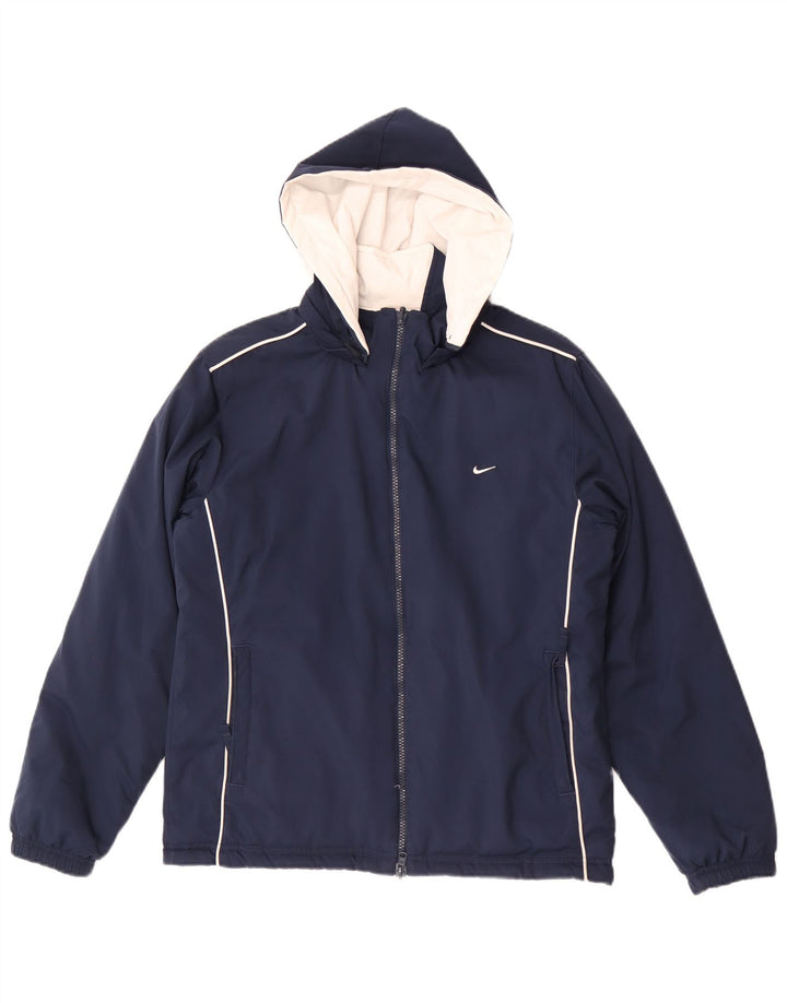 Jachetă reversibilă cu glugă Nike pentru femei Marea Britanie 10/12, albastru bleumarin mediu, color block