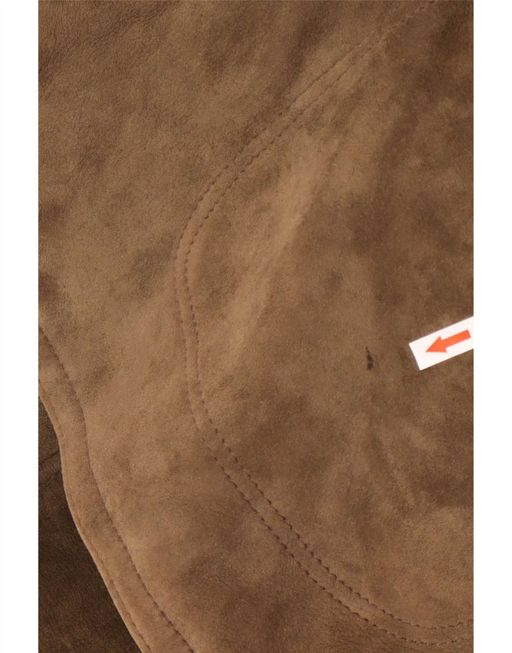 Palton din shearling cu glugă vintage pentru bărbați IT 54 2XL kaki