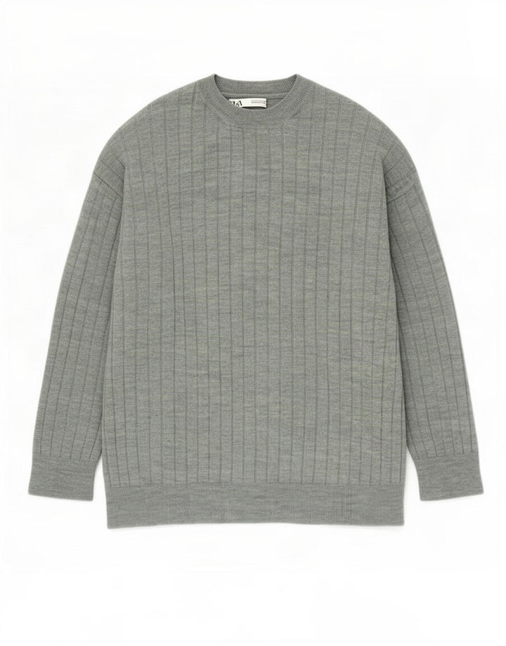 Pulover pentru bărbați Zara, cu decolteu, verde mediu, acrilic